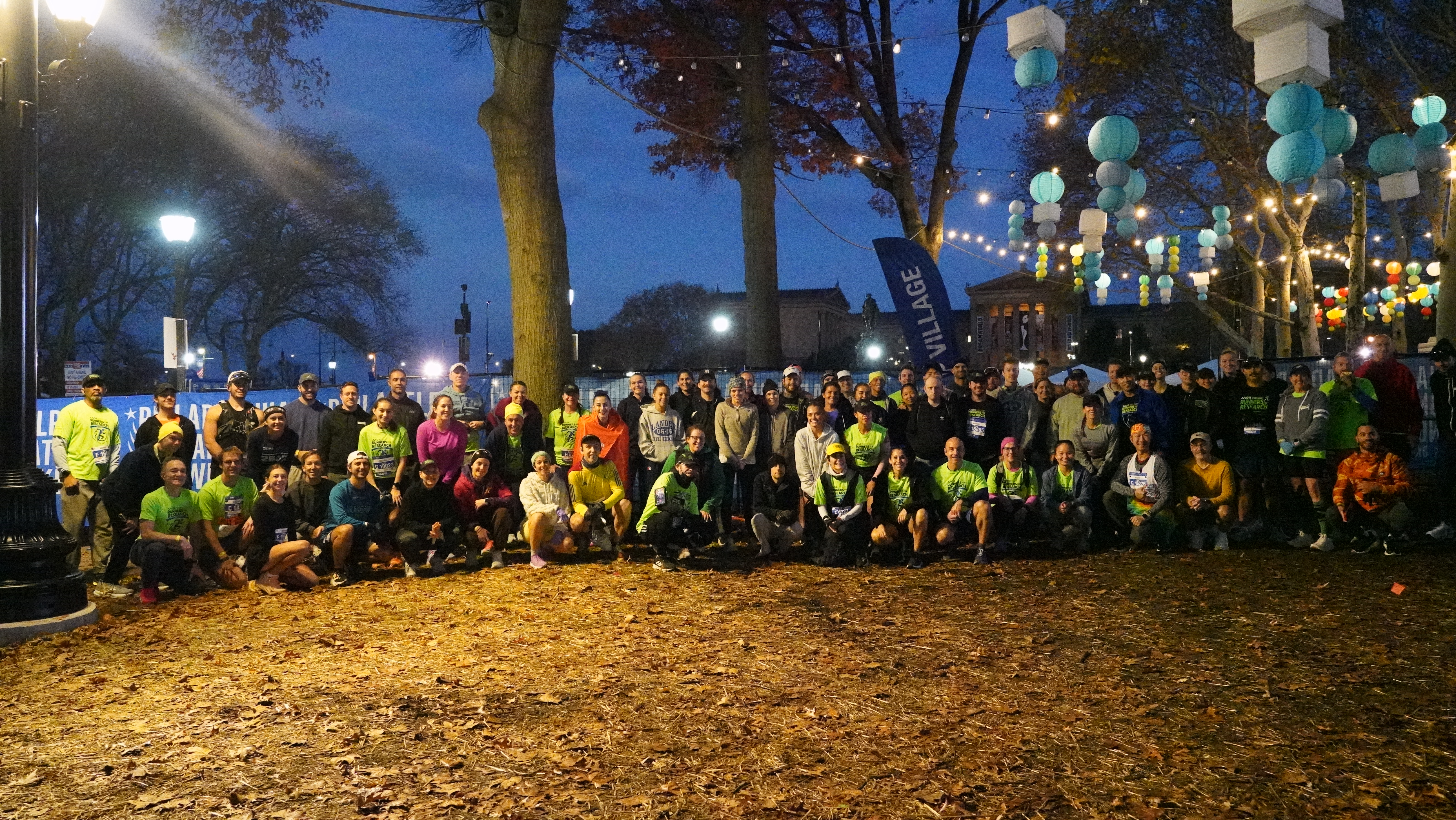The AACR Runners for Research team before the start of the AACR Philadelphia Marathon